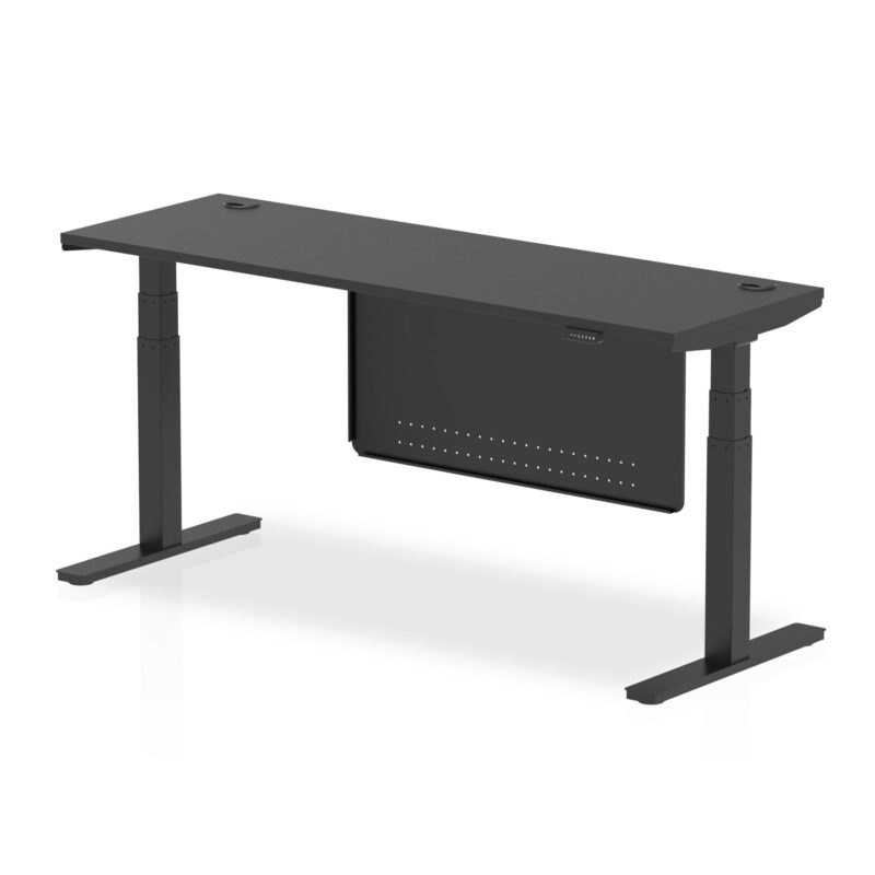 OE - Breeze Height Adjustable Slimline Desk with Cable Ports with Steel Modesty Panel - Image 81