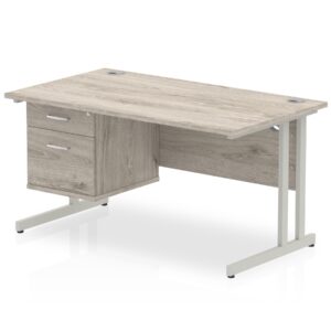 OE - Surge 1400mm Cantilever Straight Desk With Single Fixed Pedestal - Image 2