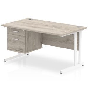 OE - Surge 1400mm Cantilever Straight Desk With Single Fixed Pedestal - Image 4