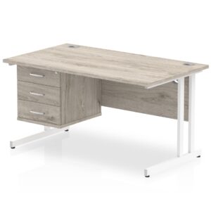 OE - Surge 1400mm Cantilever Straight Desk With Single Fixed Pedestal - Image 5