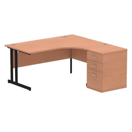 OE - Surge 1600mm Cantilever Right Crescent Desk Workstation