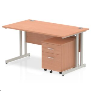 OE - Surge 1400mm Cantilever Straight Desk With Mobile Pedestal