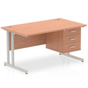 OE - Surge 1400mm Cantilever Straight Desk With Single Fixed Pedestal - Image 7