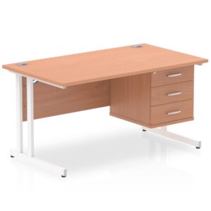 OE - Surge 1400mm Cantilever Straight Desk With Single Fixed Pedestal - Image 8