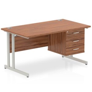OE - Surge 1400mm Cantilever Straight Desk With Single Fixed Pedestal - Image 11