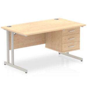 OE - Surge 1400mm Cantilever Straight Desk With Single Fixed Pedestal - Image 19