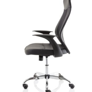 Cove High Mesh Back Task Operator Black Leather Office Chair with Arms - Image 4