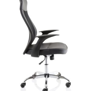 Cove High Mesh Back Task Operator Black Leather Office Chair with Arms - Image 8