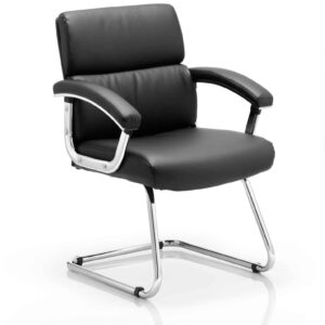 Ambition Medium Back Leather Cantilever Visitor Chair with Arms