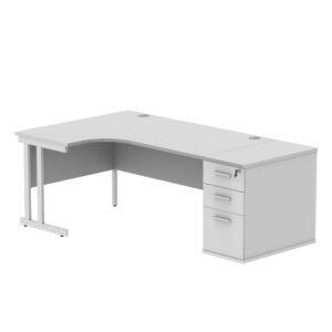 Double Upright Left Hand Radial Desk + Desk High Pedestal