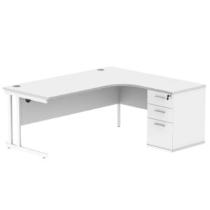 Double Upright Right Hand Radial Desk + Desk High Pedestal