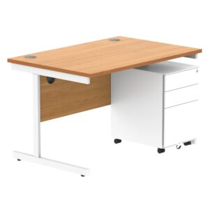CORE Single Upright Rectangular Desk + Under Desk Steel Pedestal 3 Drawers