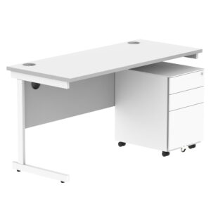 CORE Single Upright Rectangular Desk + Under Desk Steel Pedestal 3 Drawers