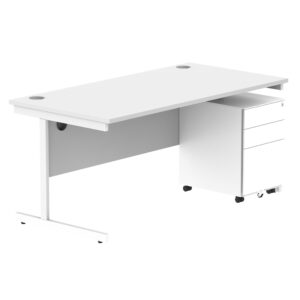CORE Single Upright Rectangular Desk + Under Desk Steel Pedestal 3 Drawers