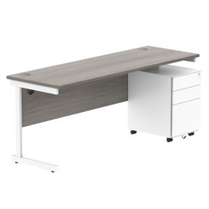CORE Single Upright Rectangular Desk + Under Desk Steel Pedestal 3 Drawers