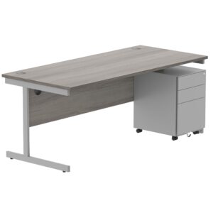 CORE Single Upright Rectangular Desk + Under Desk Steel Pedestal 3 Drawers