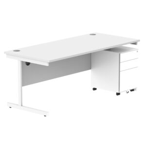 CORE Single Upright Rectangular Desk + Under Desk Steel Pedestal 3 Drawers