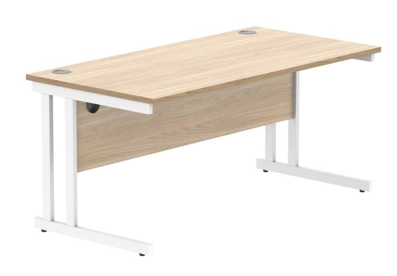 Office Rectangular Desk With Steel Double Upright Cantilever Frame