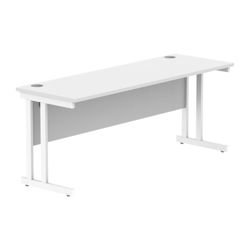 Office Rectangular Desk With Steel Double Upright Cantilever Frame