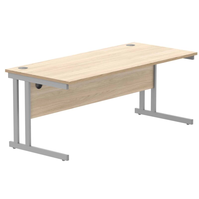 Office Rectangular Desk With Steel Double Upright Cantilever Frame