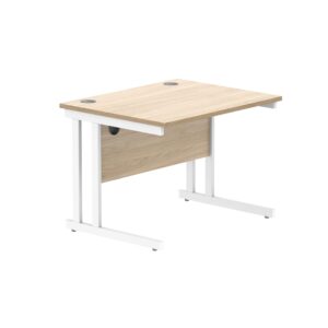 Office Rectangular Desk With Steel Double Upright Cantilever Frame