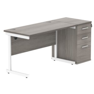 Single Upright Rectangular Desk + Desk High Pedestal