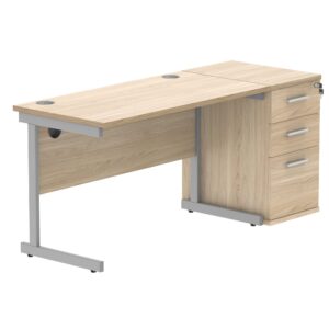 Single Upright Rectangular Desk + Desk High Pedestal