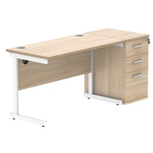 Single Upright Rectangular Desk + Desk High Pedestal
