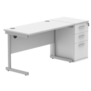 Single Upright Rectangular Desk + Desk High Pedestal