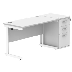 Single Upright Rectangular Desk + Desk High Pedestal