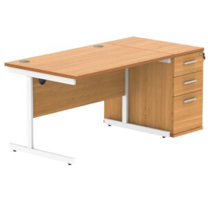 Single Upright Rectangular Desk + Desk High Pedestal