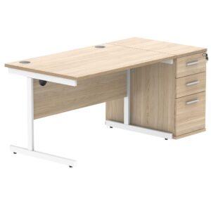 Single Upright Rectangular Desk + Desk High Pedestal