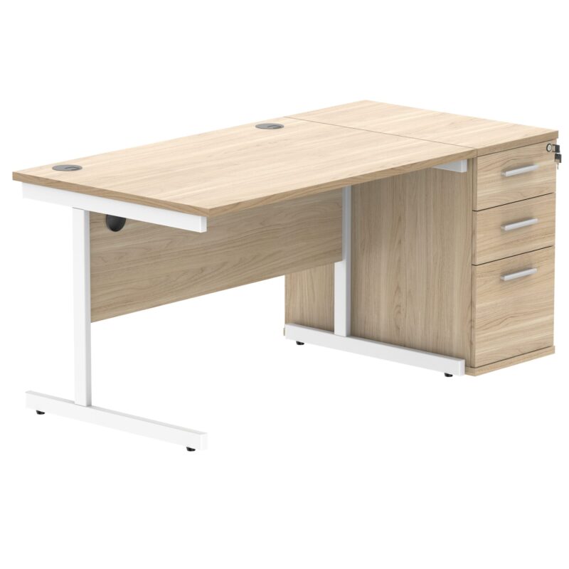 Single Upright Rectangular Desk + Desk High Pedestal