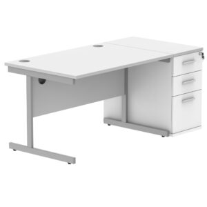 Single Upright Rectangular Desk + Desk High Pedestal