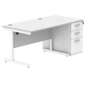 Single Upright Rectangular Desk + Desk High Pedestal
