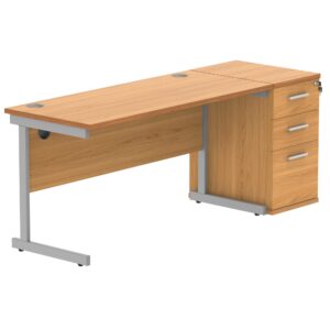 Single Upright Rectangular Desk + Desk High Pedestal