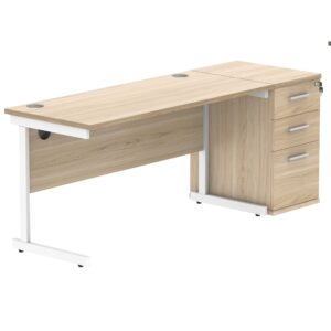 Single Upright Rectangular Desk + Desk High Pedestal