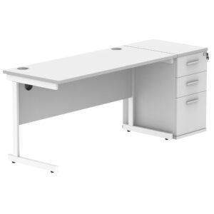 Single Upright Rectangular Desk + Desk High Pedestal