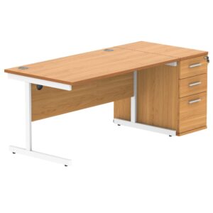 Single Upright Rectangular Desk + Desk High Pedestal