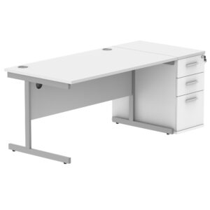 Single Upright Rectangular Desk + Desk High Pedestal