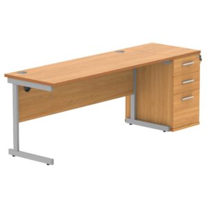 Single Upright Rectangular Desk + Desk High Pedestal