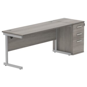 Single Upright Rectangular Desk + Desk High Pedestal