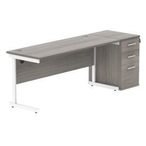 Single Upright Rectangular Desk + Desk High Pedestal