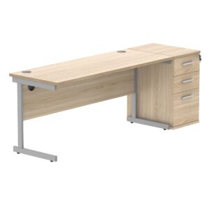 Single Upright Rectangular Desk + Desk High Pedestal