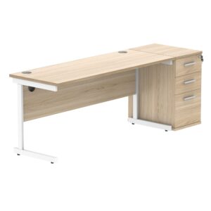 Single Upright Rectangular Desk + Desk High Pedestal