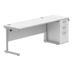 Single Upright Rectangular Desk + Desk High Pedestal
