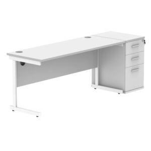 Single Upright Rectangular Desk + Desk High Pedestal