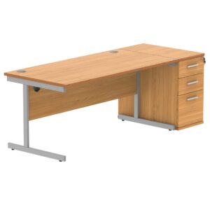 Single Upright Rectangular Desk + Desk High Pedestal