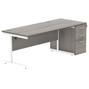 Single Upright Rectangular Desk + Desk High Pedestal
