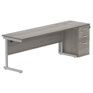 Single Upright Rectangular Desk + Desk High Pedestal